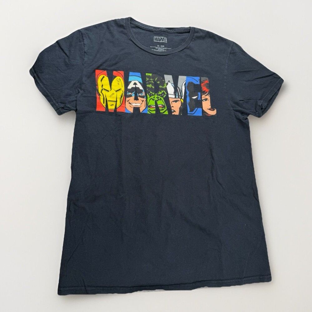 Marvel Avengers Boys S‎ Black Short Sleeve Movies Cartoon Graphic Shirt